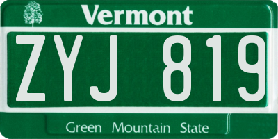 VT license plate ZYJ819