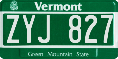 VT license plate ZYJ827