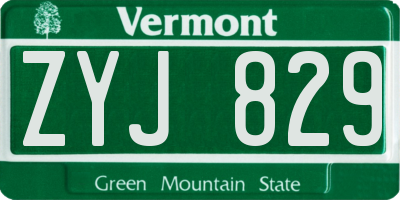 VT license plate ZYJ829