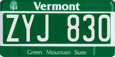 VT license plate ZYJ830