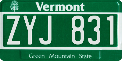 VT license plate ZYJ831
