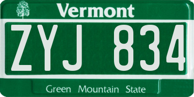 VT license plate ZYJ834