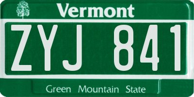 VT license plate ZYJ841