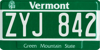 VT license plate ZYJ842