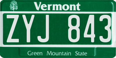 VT license plate ZYJ843