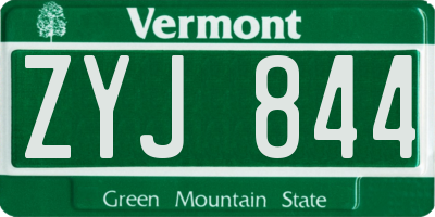 VT license plate ZYJ844
