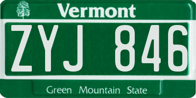 VT license plate ZYJ846