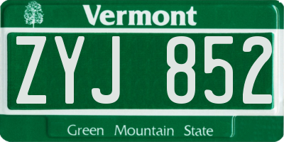 VT license plate ZYJ852