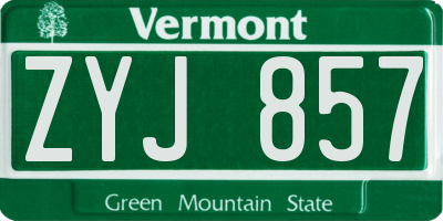 VT license plate ZYJ857