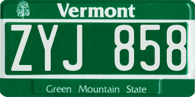 VT license plate ZYJ858