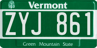 VT license plate ZYJ861