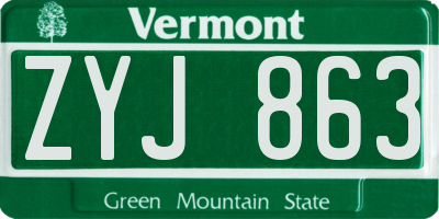 VT license plate ZYJ863