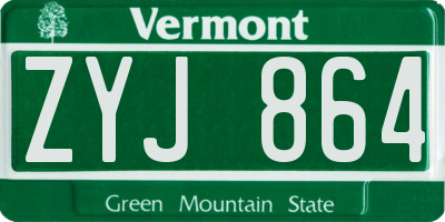VT license plate ZYJ864
