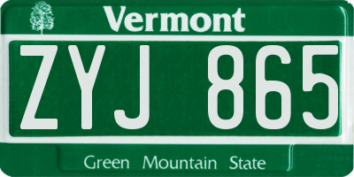 VT license plate ZYJ865