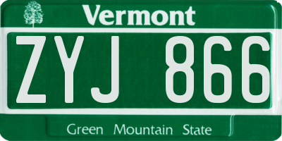 VT license plate ZYJ866
