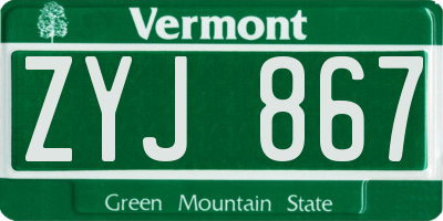 VT license plate ZYJ867