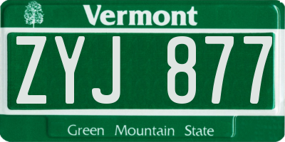 VT license plate ZYJ877