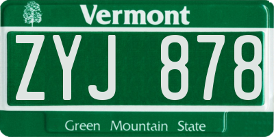 VT license plate ZYJ878