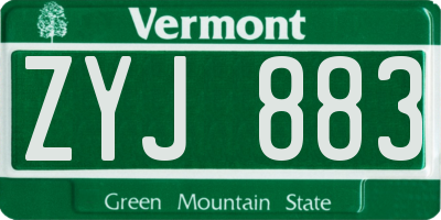 VT license plate ZYJ883