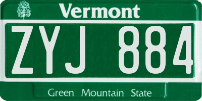 VT license plate ZYJ884