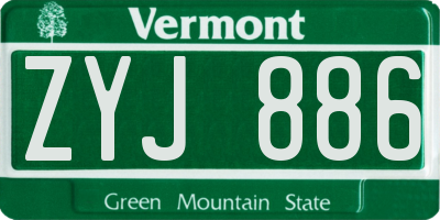 VT license plate ZYJ886