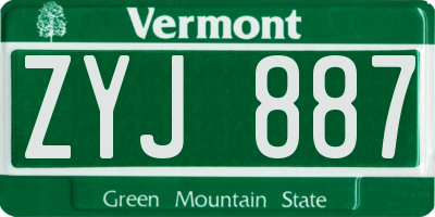 VT license plate ZYJ887