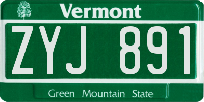 VT license plate ZYJ891