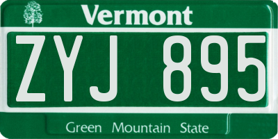 VT license plate ZYJ895