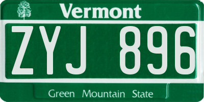 VT license plate ZYJ896