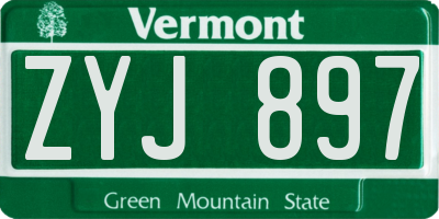 VT license plate ZYJ897