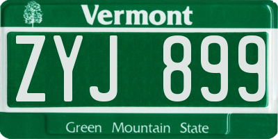 VT license plate ZYJ899