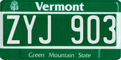 VT license plate ZYJ903