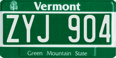VT license plate ZYJ904
