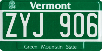 VT license plate ZYJ906