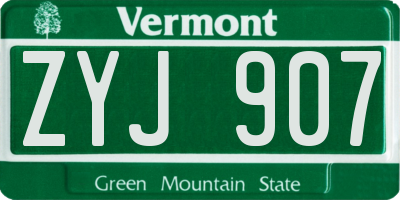 VT license plate ZYJ907