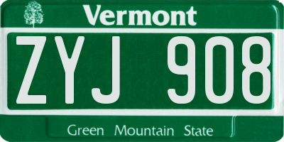 VT license plate ZYJ908