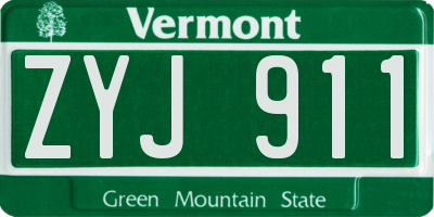 VT license plate ZYJ911