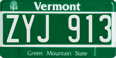 VT license plate ZYJ913