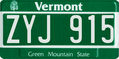 VT license plate ZYJ915