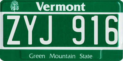 VT license plate ZYJ916