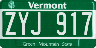 VT license plate ZYJ917