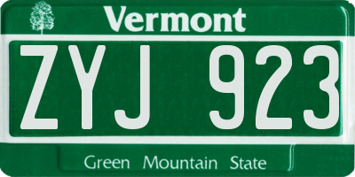 VT license plate ZYJ923