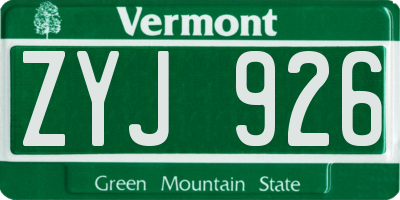 VT license plate ZYJ926