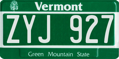 VT license plate ZYJ927