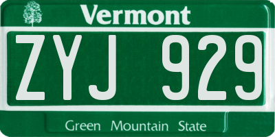 VT license plate ZYJ929