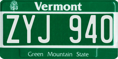 VT license plate ZYJ940