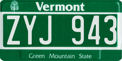 VT license plate ZYJ943