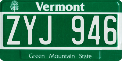 VT license plate ZYJ946
