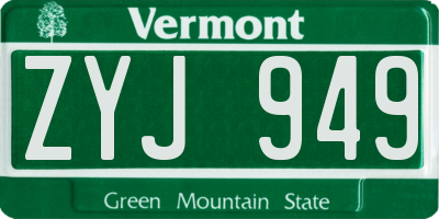 VT license plate ZYJ949