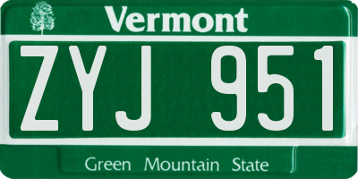 VT license plate ZYJ951